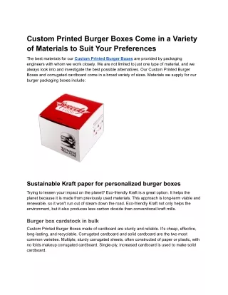 Choose from an array of material options in custom burger boxes
