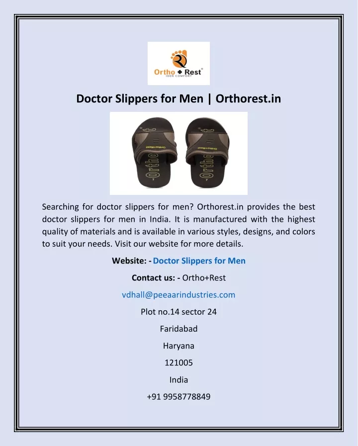 doctor slippers for men orthorest in