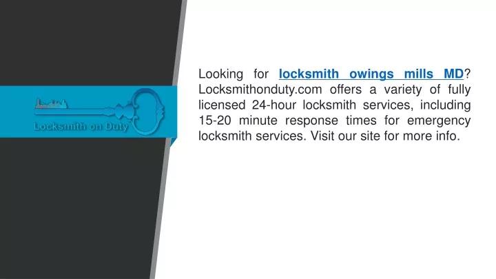 looking for locksmith owings mills