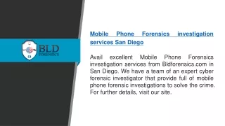 Mobile Phone Forensics Investigation Services San Diego   Bldforensics.com