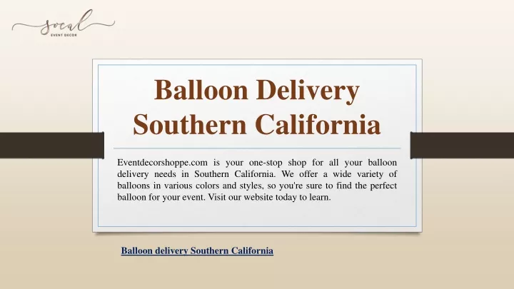 balloon delivery southern california