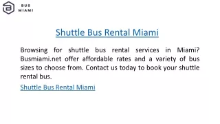 Shuttle Bus Rental Miami  Busmiami.net