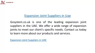 Expansion Joint Suppliers in Uae Gvsystem.co.uk