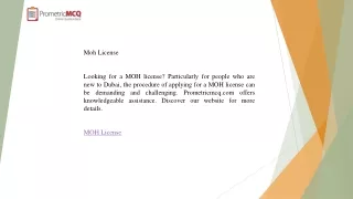 moh license looking for a moh license