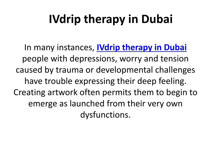 ivdrip therapy in dubai