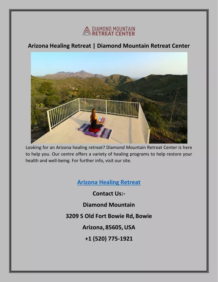 arizona healing retreat diamond mountain retreat