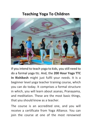 Teaching Yoga To Children