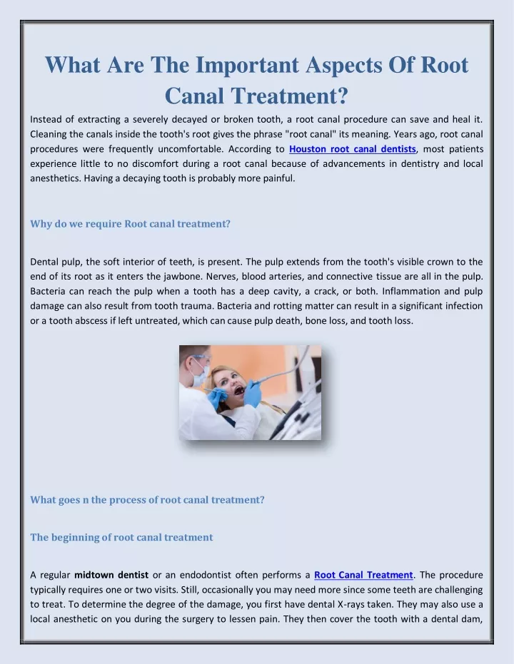 what are the important aspects of root canal
