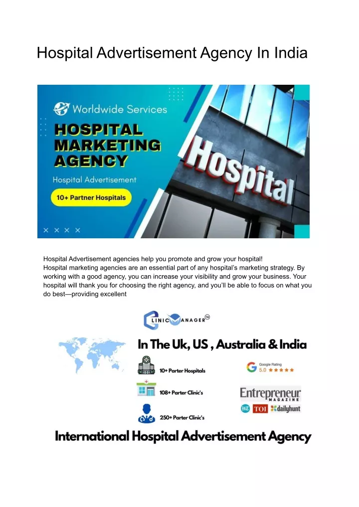 hospital advertisement agency in india