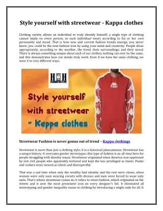 Style yourself with streetwear - Kappa clothes