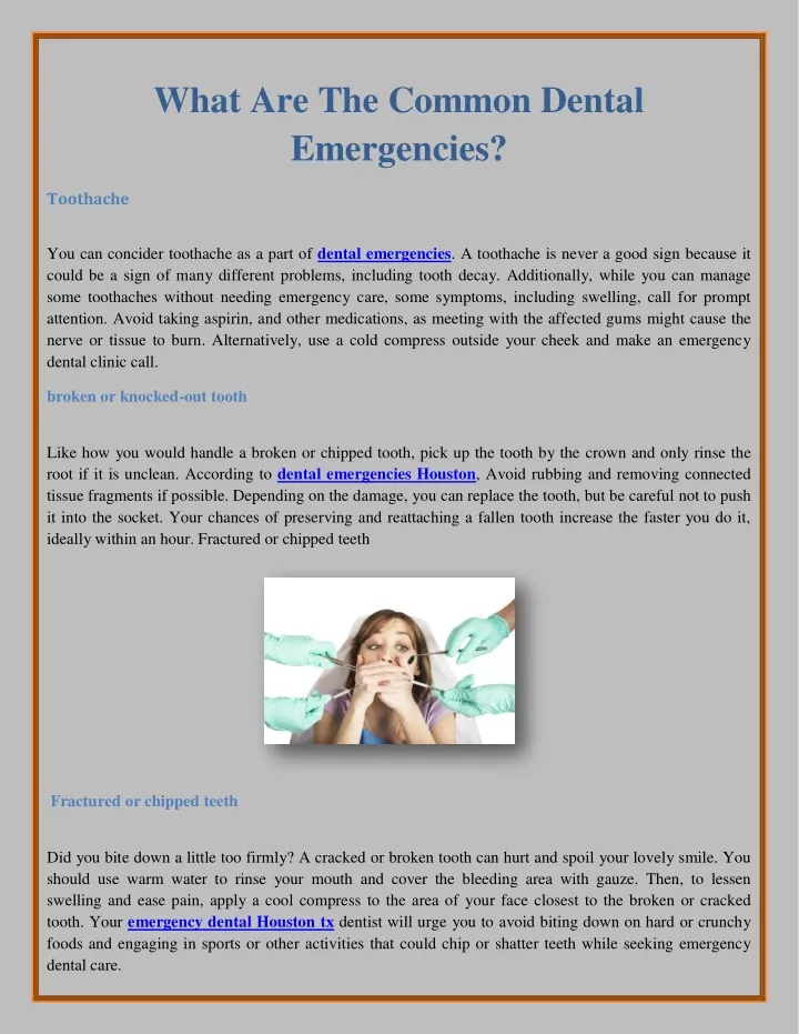 what are the common dental emergencies