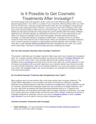 is it possible to get cosmetic treatments after