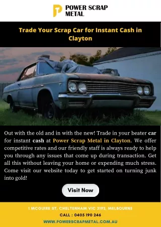 Trade Your Scrap Car for Instant Cash in Clayton
