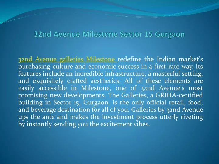 32nd avenue milestone sector 15 gurgaon