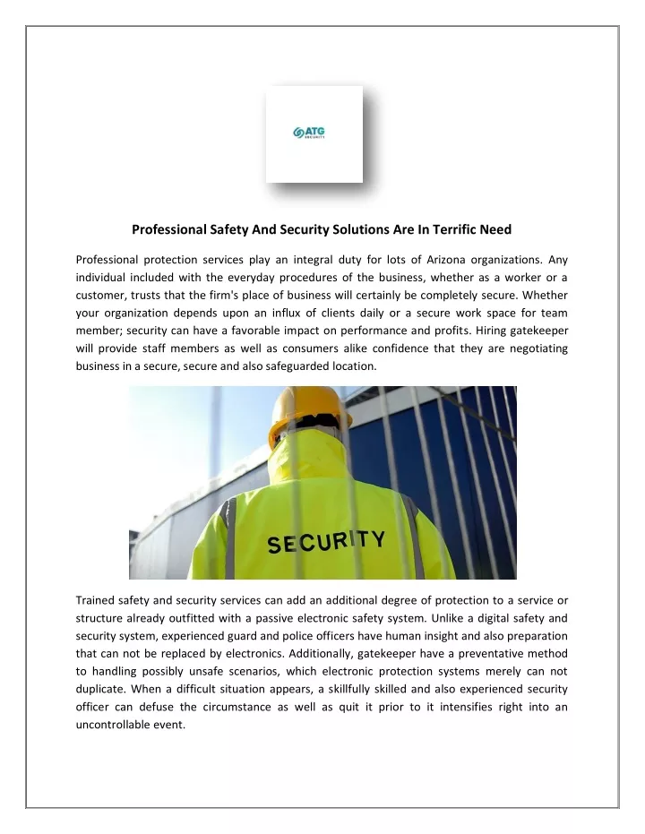 professional safety and security solutions