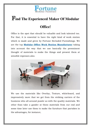 Modular Office Work Station Manufacturer Call- 91-2222618352