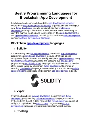 best 9 programming languages for blockchain