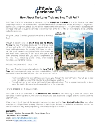 Short Inca trail to Machu Picchu