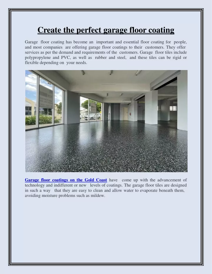 create the perfect garage floor coating