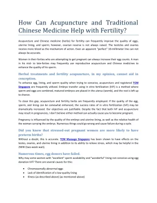 How Can Acupuncture and Traditional Chinese Medicine Help with Fertility?
