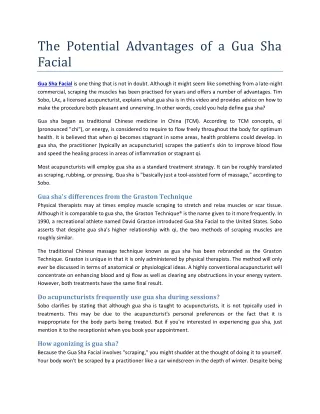 The Potential Advantages of a Gua Sha Facial