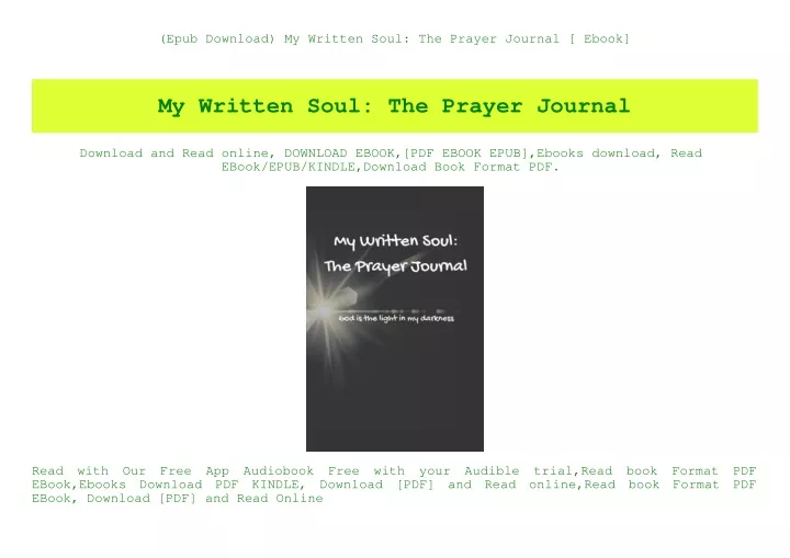 epub download my written soul the prayer journal