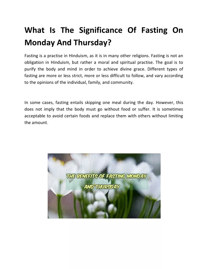 what is the significance of fasting on monday