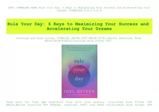 [PDF] DOWNLOAD READ Rule Your Day 6 Keys to Maximizing Your Success and Accelerating Your Dreams ^DOWNLOAD E.B.O.O.K.#