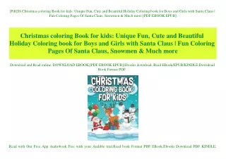 [Pdf]$$ Christmas coloring Book for kids Unique Fun  Cute and Beautiful Holiday Coloring book for Boys and Girls with Sa