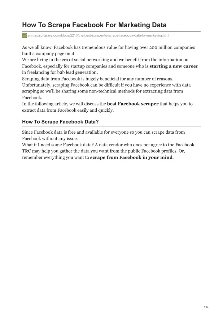 how to scrape facebook for marketing data