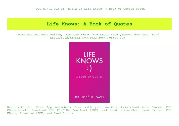 d o w n l o a d r e a d life knows a book
