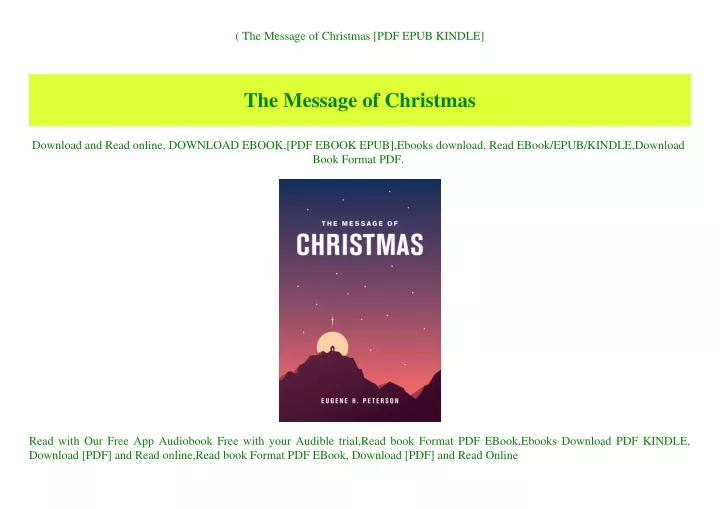 the message of christmas pdf epub kindle