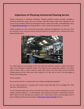 Importance of Choosing Commercial Cleaning Service