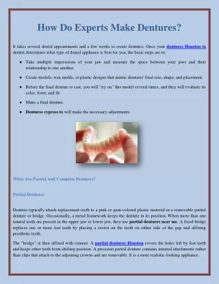 How Do Experts Make Dentures?