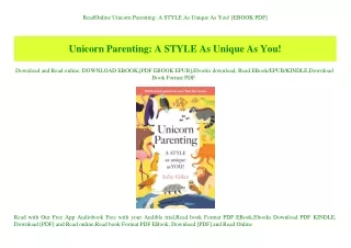 ReadOnline Unicorn Parenting A STYLE As Unique As You! [EBOOK PDF]