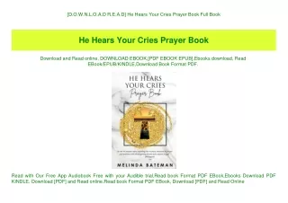 [D.O.W.N.L.O.A.D R.E.A.D] He Hears Your Cries Prayer Book Full Book