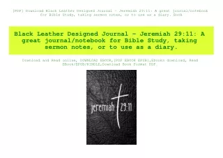 [PDF] Download Black Leather Designed Journal - Jeremiah 2911 A great journalnotebook for Bible Study  taking sermon not