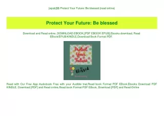 [epub]$$ Protect Your Future Be blessed {read online}