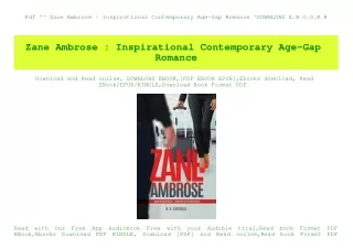 Pdf ^^ Zane Ambrose  Inspirational Contemporary Age-Gap Romance ^DOWNLOAD E.B.O.O.K.#