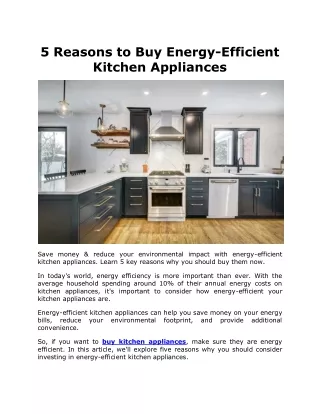5 Reasons to Buy Energy-Efficient Kitchen Appliances