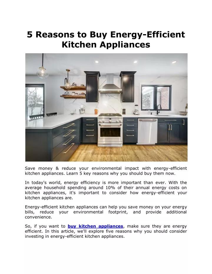 5 reasons to buy energy efficient kitchen