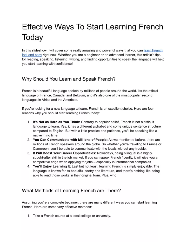 effective ways to start learning french today