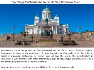 Top Things You Would Like To Do On Your Rovaniemi Safari