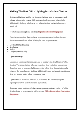 making the best office lighting installation
