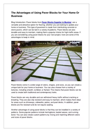 the advantages of using paver blocks for your