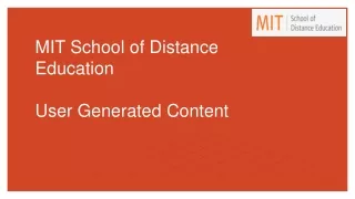 mit school of distance education user generated content