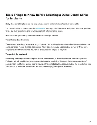Top 5 Things to Know Before Selecting a Dubai Dental Clinic for Implants