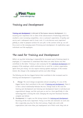 Training and development