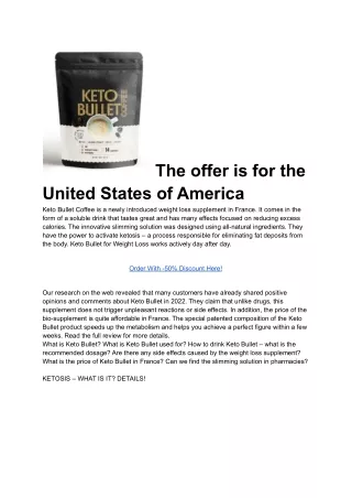 Keto Bullet Coffee is a new weight loss supplement in US