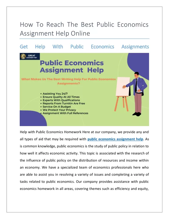 how to reach the best public economics assignment